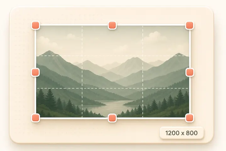 Image resizer preview with a crop frame and size label