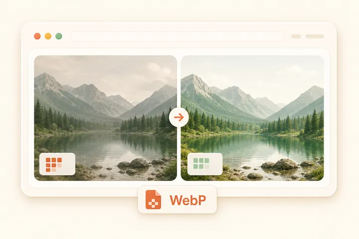 Website image optimizer preview with a before and after image comparison